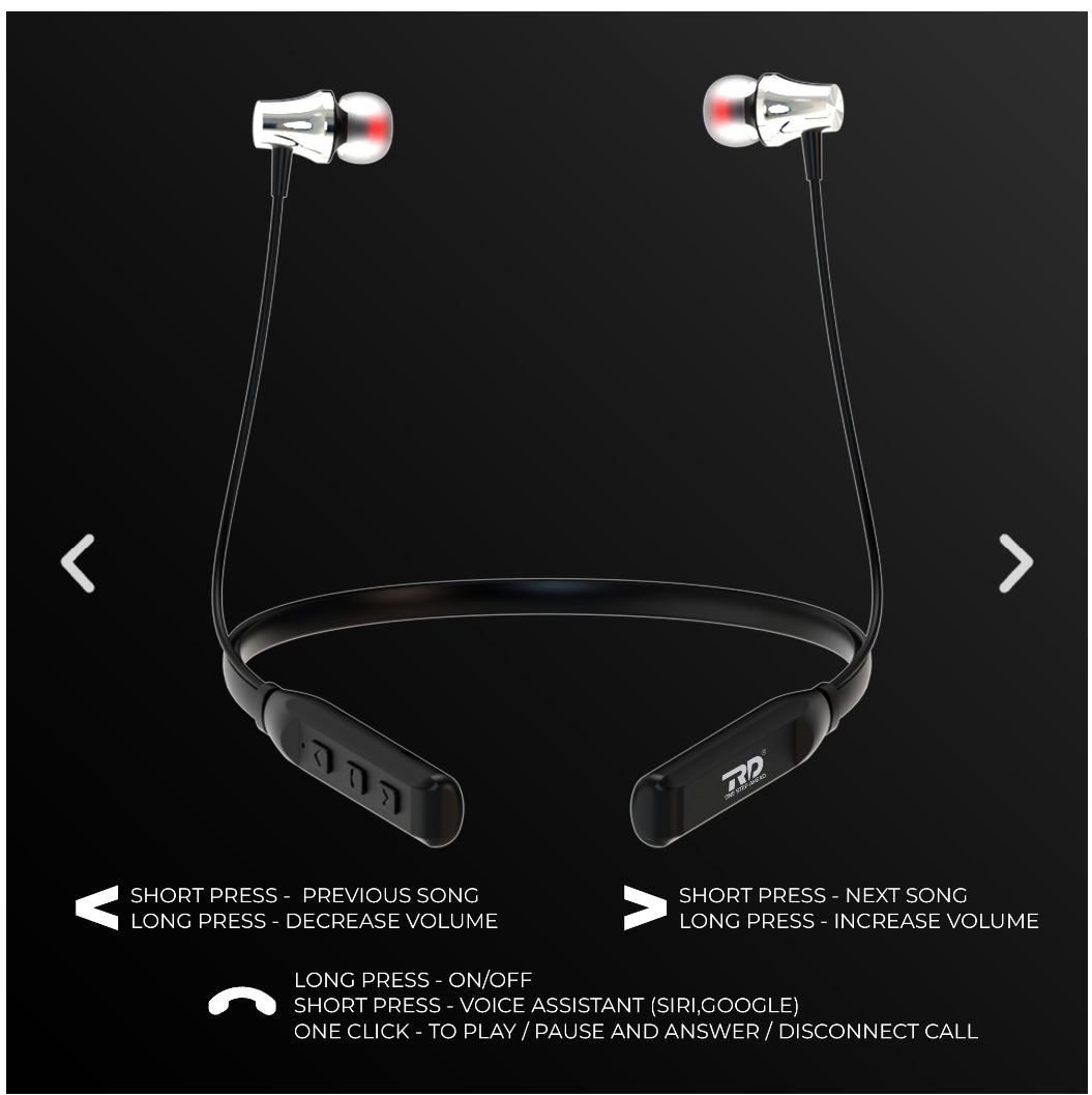 Opulentique-M120 Wireless Neckband With Bluetooth V.5.1 EDR Chip For Gaming 24 Hours Play Time