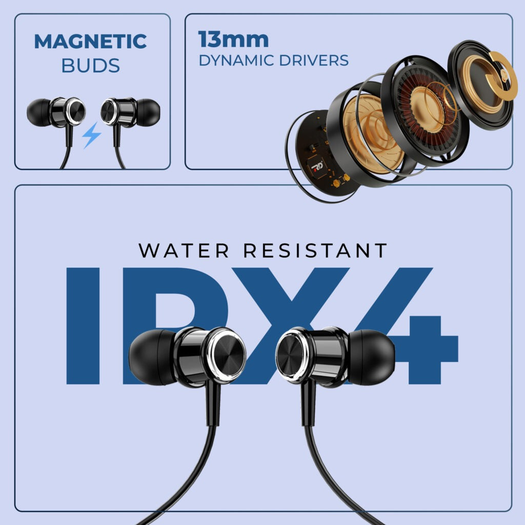 Opulentique-M-10 Wireless Earbuds with 5 EQ Modes, Fast Charging & Sweatproof Design