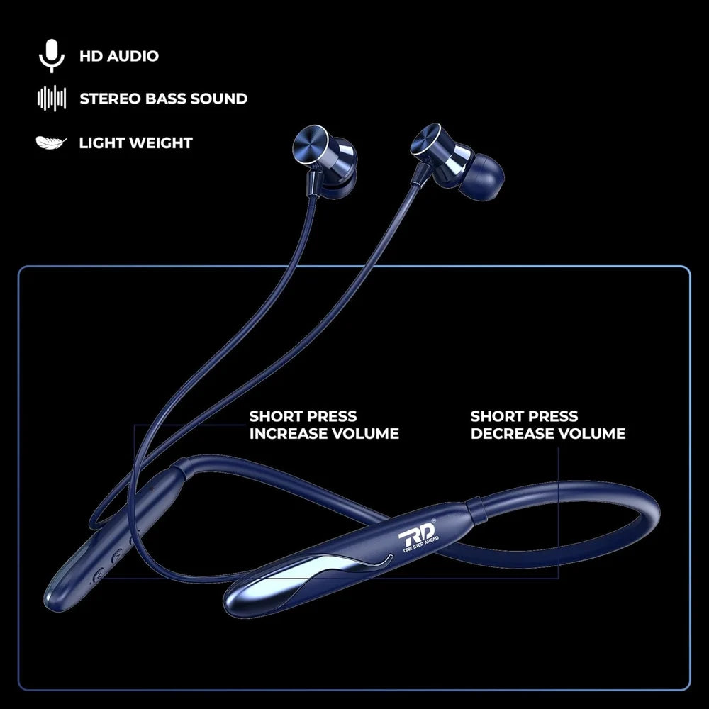 Opulentique M145 Wireless Neckband fast Charging With 300mah Battery with Mic,13mm Drivers, HD Audio Deep Bass, Up to 56 Hours Music and Calling Time,IPX4 Sweat Proof Neckband, ENC