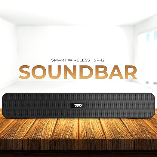 Opulentique  SP-12 Smart Portable Stereo Wireless Soundbar Bluetooth V5.0 Connectivity15 Watts 2.0 Sound Treble Extra Bass Speaker Supports TF/SD Card/USB/AUX 8 Hours Playback Time IPX4 Waterproof- Black Color With 6 Month Warranty