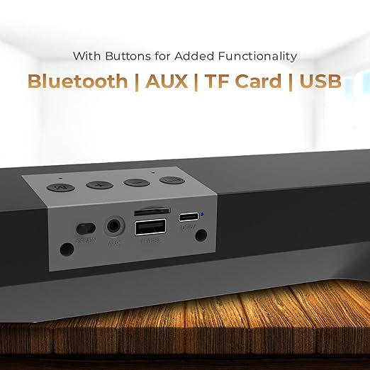 Opulentique  SP-12 Smart Portable Stereo Wireless Soundbar Bluetooth V5.0 Connectivity15 Watts 2.0 Sound Treble Extra Bass Speaker Supports TF/SD Card/USB/AUX 8 Hours Playback Time IPX4 Waterproof- Black Color With 6 Month Warranty