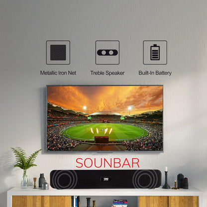 Opulentique  SP-12 Smart Portable Stereo Wireless Soundbar Bluetooth V5.0 Connectivity15 Watts 2.0 Sound Treble Extra Bass Speaker Supports TF/SD Card/USB/AUX 8 Hours Playback Time IPX4 Waterproof- Black Color With 6 Month Warranty