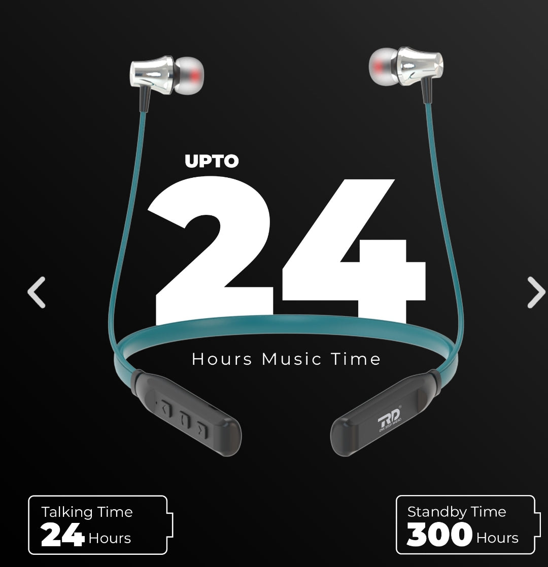Opulentique-M120 Wireless Neckband With Bluetooth V.5.1 EDR Chip For Gaming 24 Hours Play Time