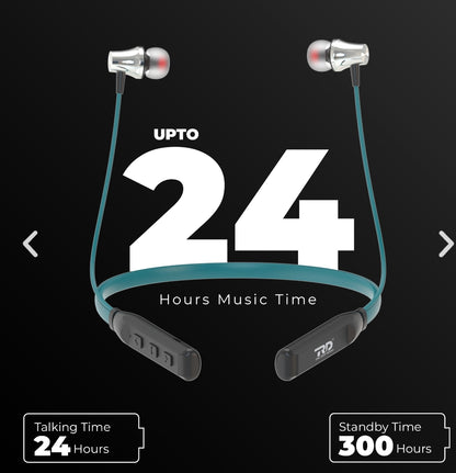 Opulentique-M120 Wireless Neckband With Bluetooth V.5.1 EDR Chip For Gaming 24 Hours Play Time
