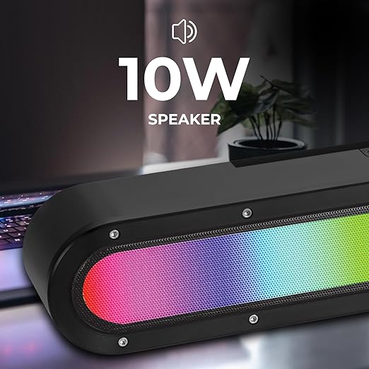 Opulentique SP 32 ColorPulse Wireless Soundbar Upto 9 Hours Playtime-1-2 Hrs Charging 10W Speaker 1500mAh Battery Capacity Supreme bass Bluetooth Sound bar Supports TF/SD Card/FM/USB/AUX 8 Black