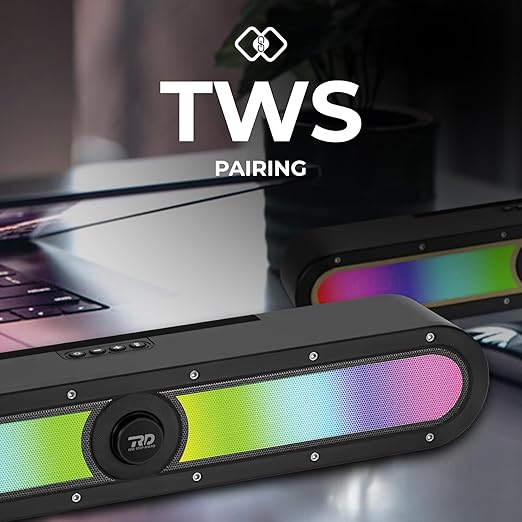 Opulentique SP 32 ColorPulse Wireless Soundbar Upto 9 Hours Playtime-1-2 Hrs Charging 10W Speaker 1500mAh Battery Capacity Supreme bass Bluetooth Sound bar Supports TF/SD Card/FM/USB/AUX 8 Black